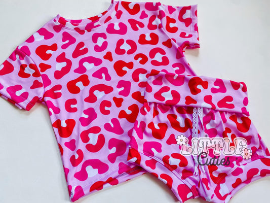 Pink Cheetah Print - Drop Tee + Lounge Shorties