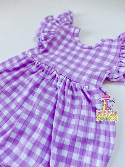 Purple Gingham - Magnolia Ruffle Bubble