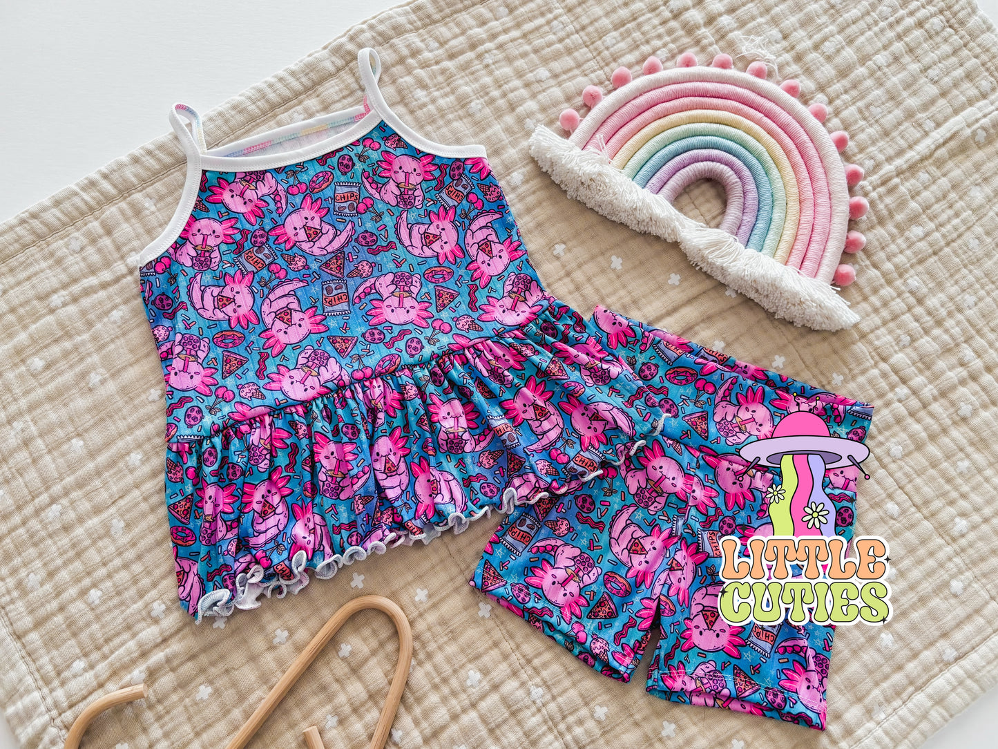 Axolotl Snacks - Cami Peplum + Bikers