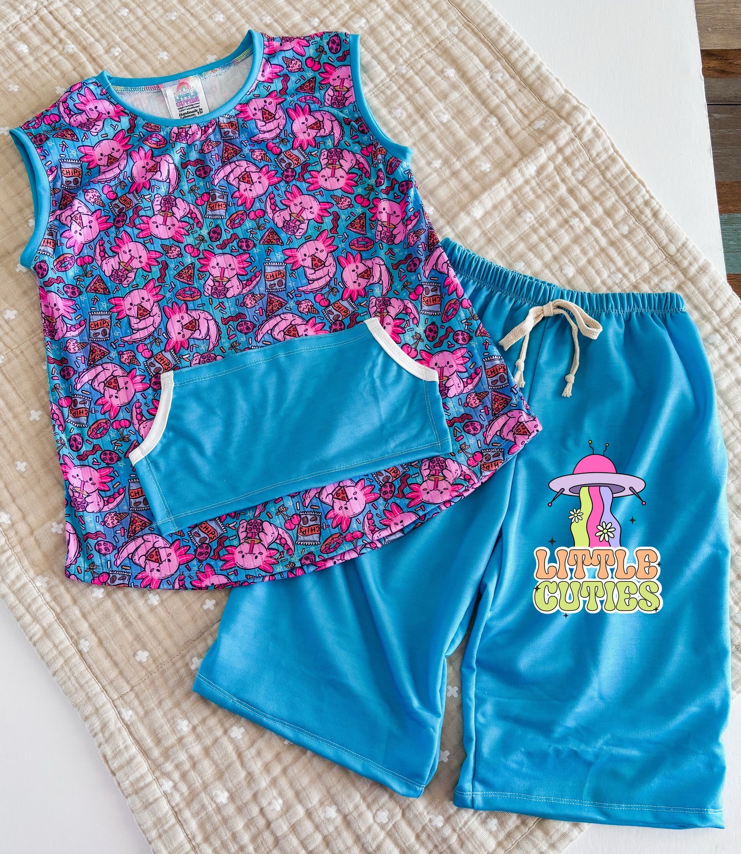 Axolotl Snacks Baggy Tank + Boy Shorts Set