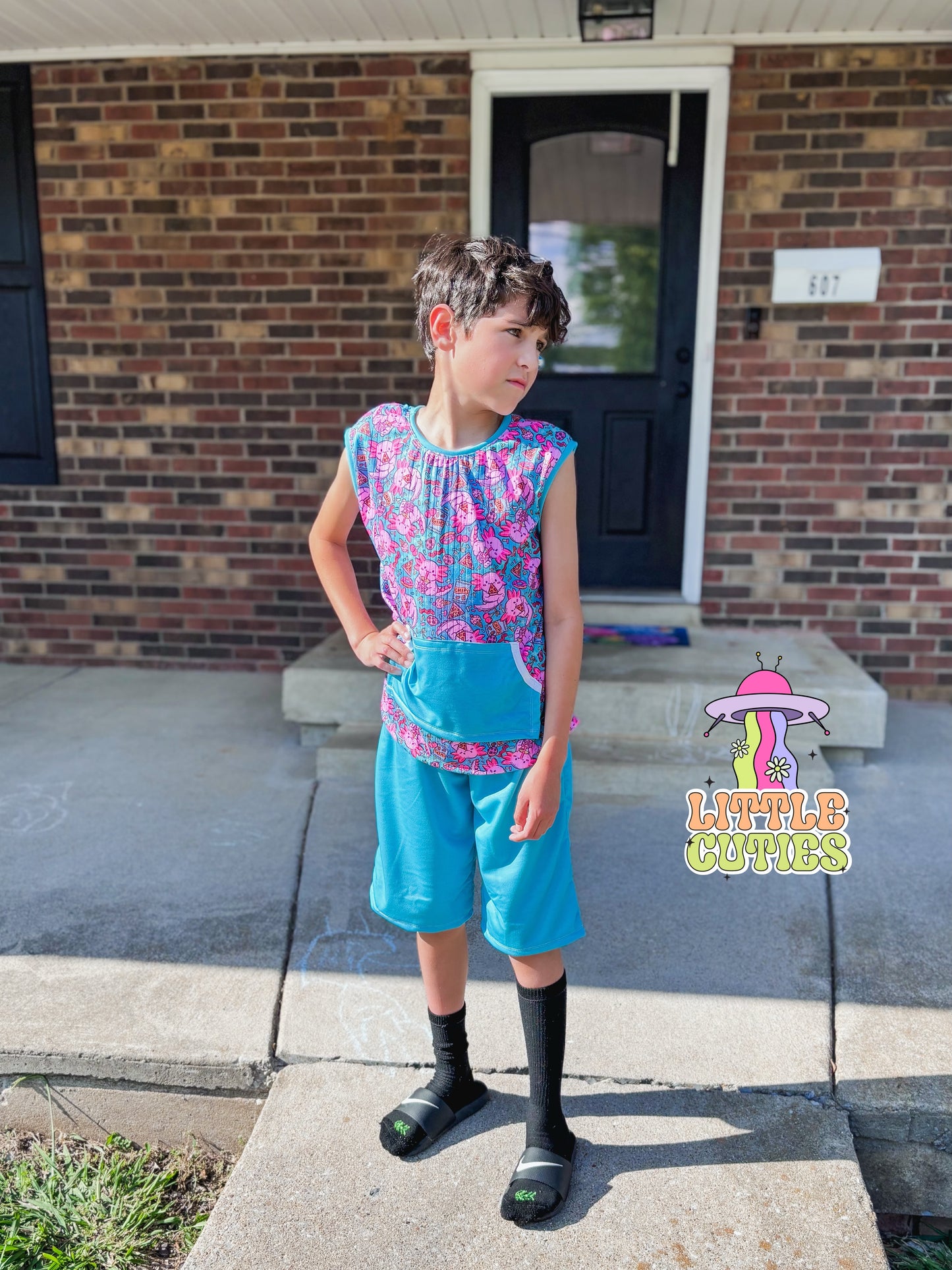 Axolotl Snacks Baggy Tank + Boy Shorts Set