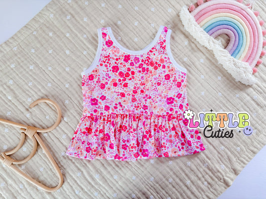 RTS - Bright Floral Peplum SIZE 6