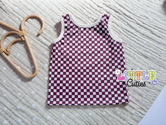 RTS - Brown Check Tank SIZE 2t