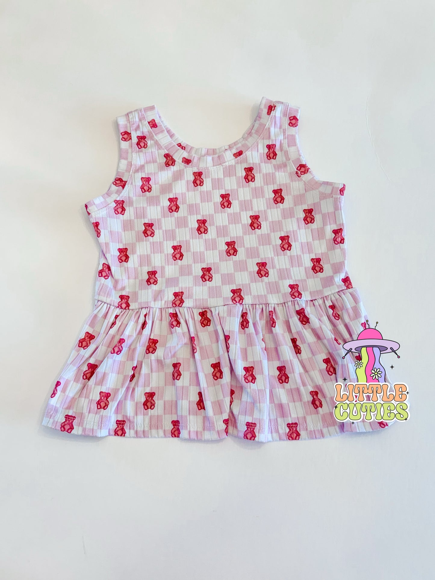 RTS/Secondhand - 6y Crop Peplum Pink Bears