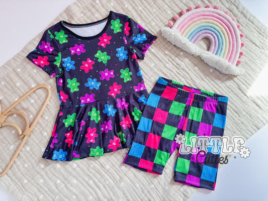 Neon Gummy Bear - Peplum + Bikers Set