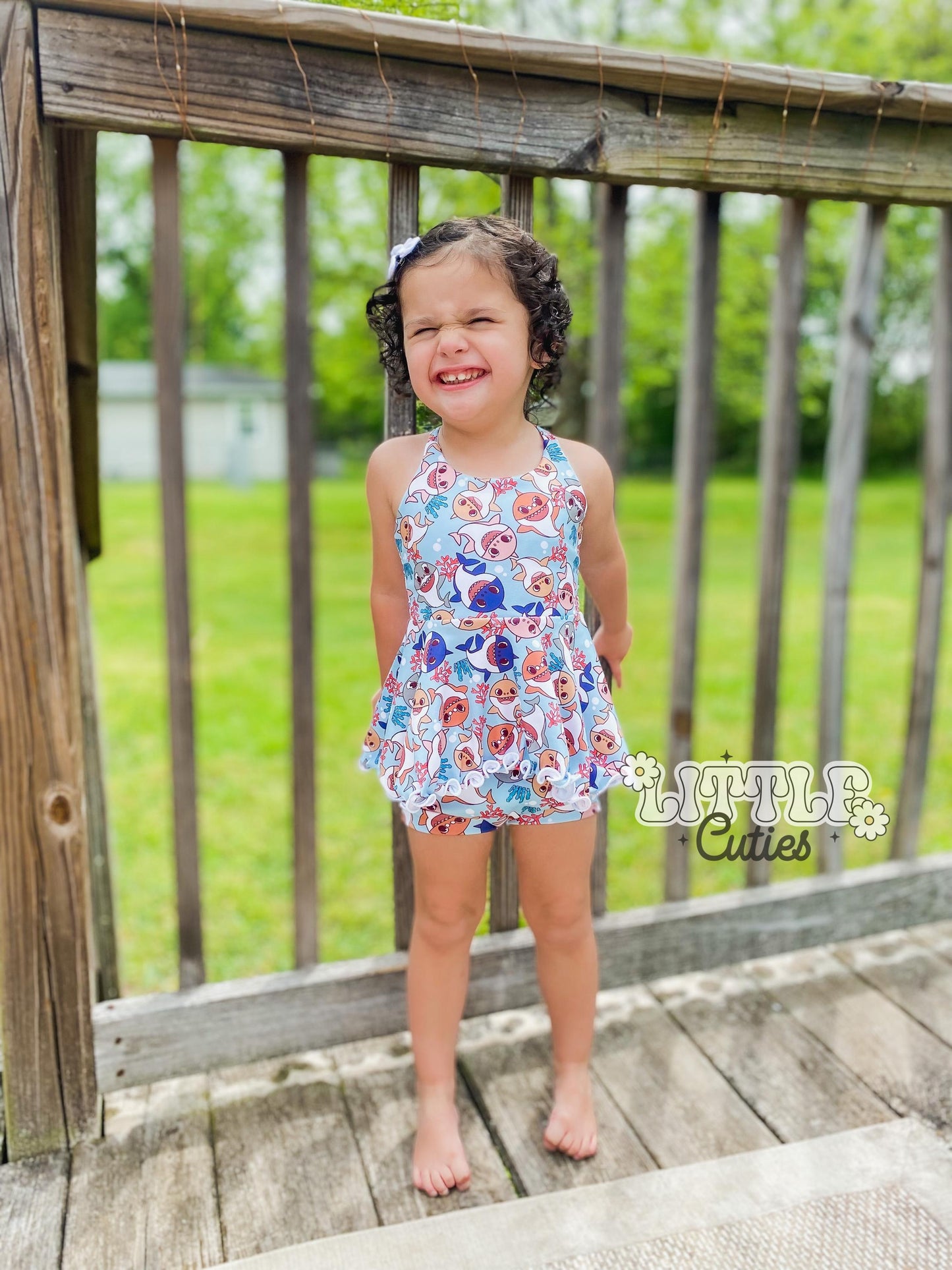 Shark Family Peplum + Bummie Set