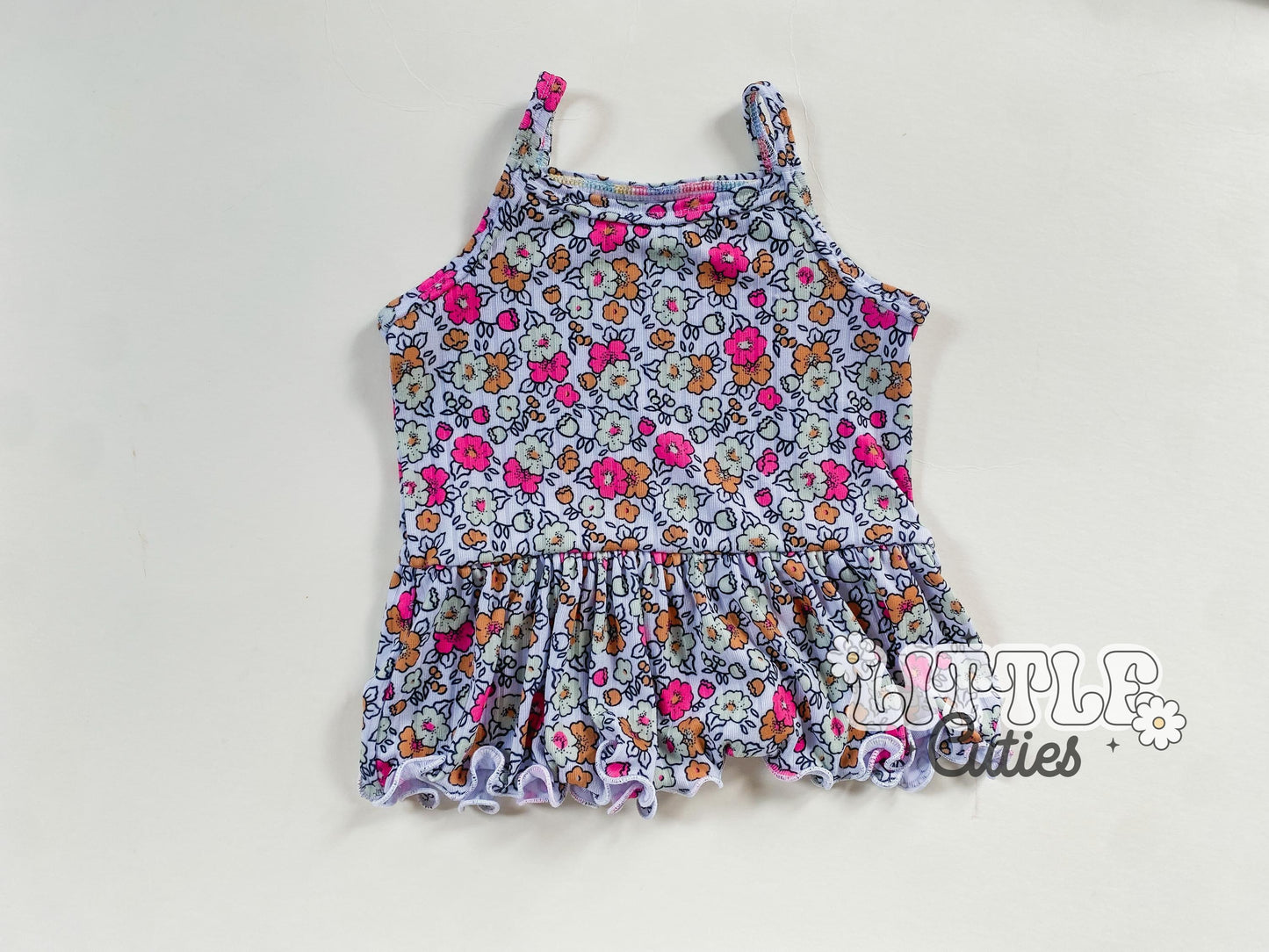 Minty Floral Summer - Cami Peplum