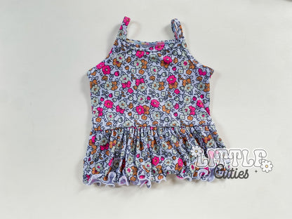 Minty Floral Summer - Cami Peplum