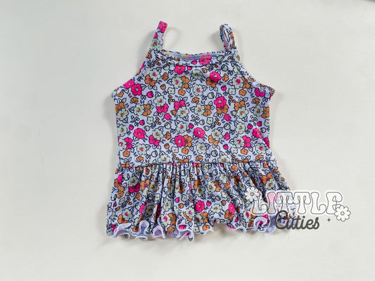 Minty Floral Summer - Cami Peplum