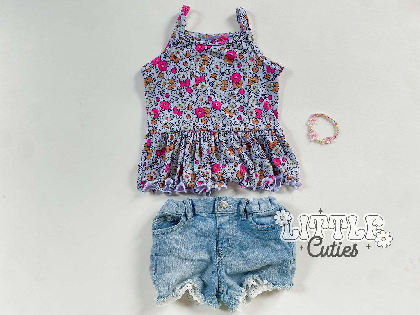 Minty Floral Summer - Cami Peplum