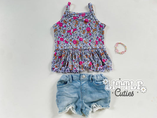 Minty Floral Summer - Cami Peplum