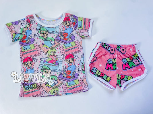 Pink Gamer - Track Tee + Track Shorts Set