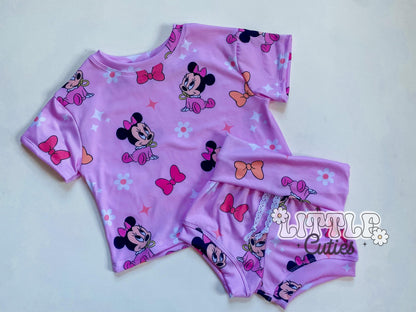 Pink Baby Mouse - Drop Tee + Lounge Shorties